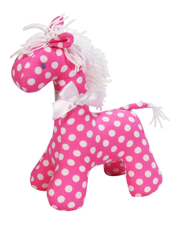 Pink White Dot  Horse Baby Rattle
