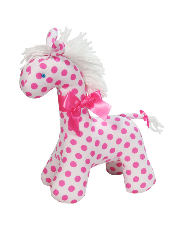 White Pink Dot  Horse Baby Rattle