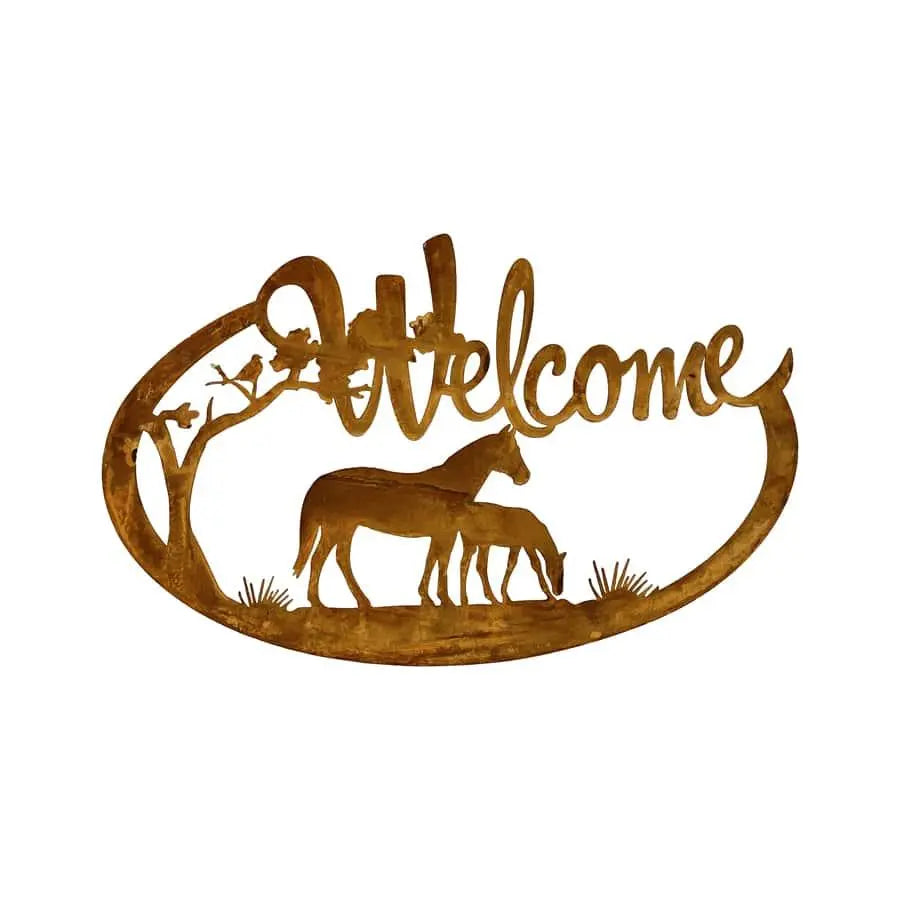 Welcome Horses Rusty Sign