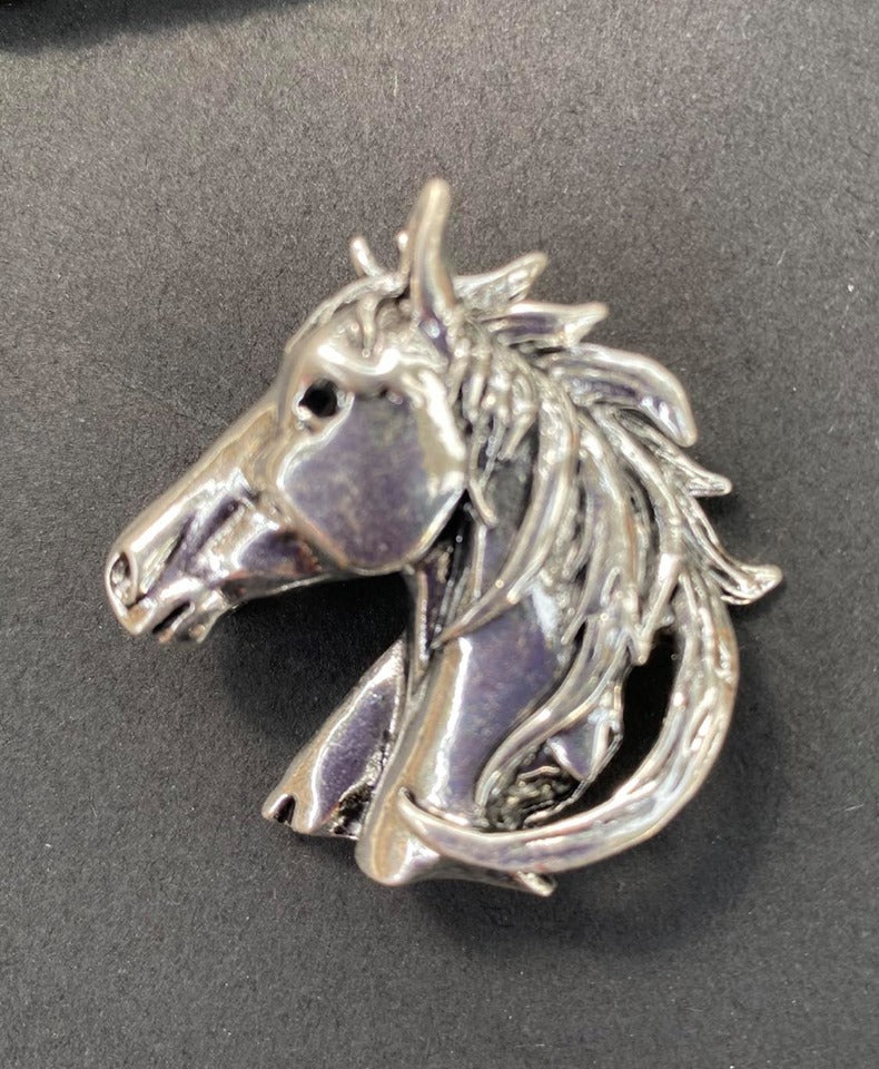 Silver Horse Head Brooch