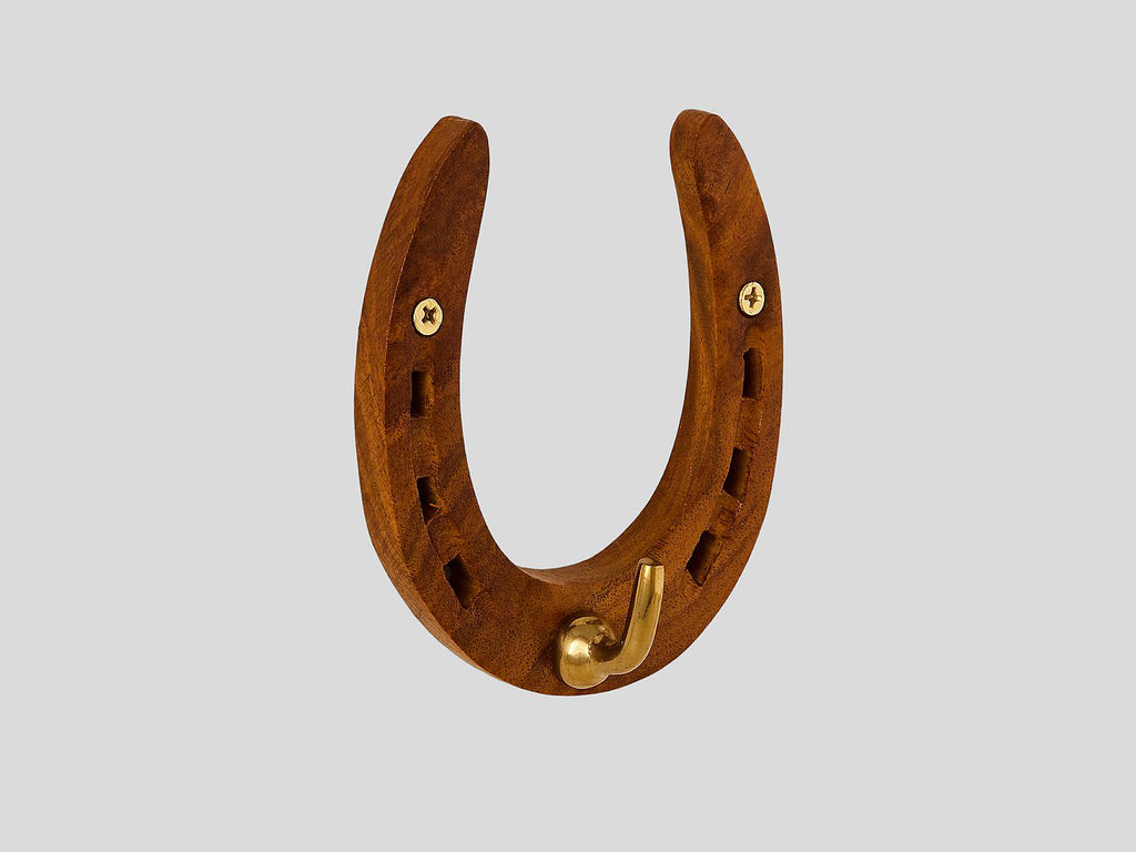 Horseshoe Hook Wood & Brass