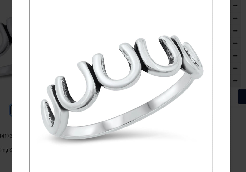 Stirling Silver 5 Horseshoe Ring