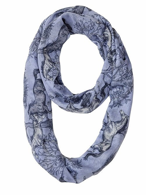 Blue Toile Infinity Scarf