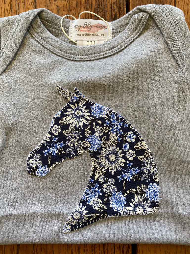 Blue Floral HorseHead Onesie