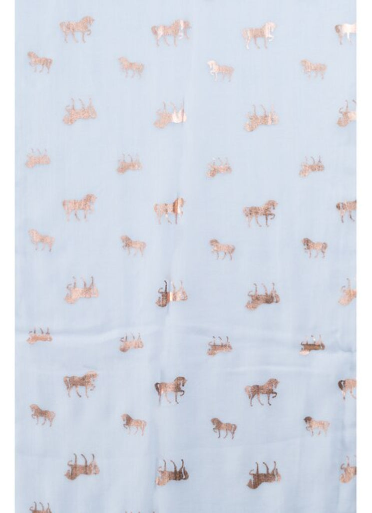 Blue Scarf with Rose Gold Print Foil