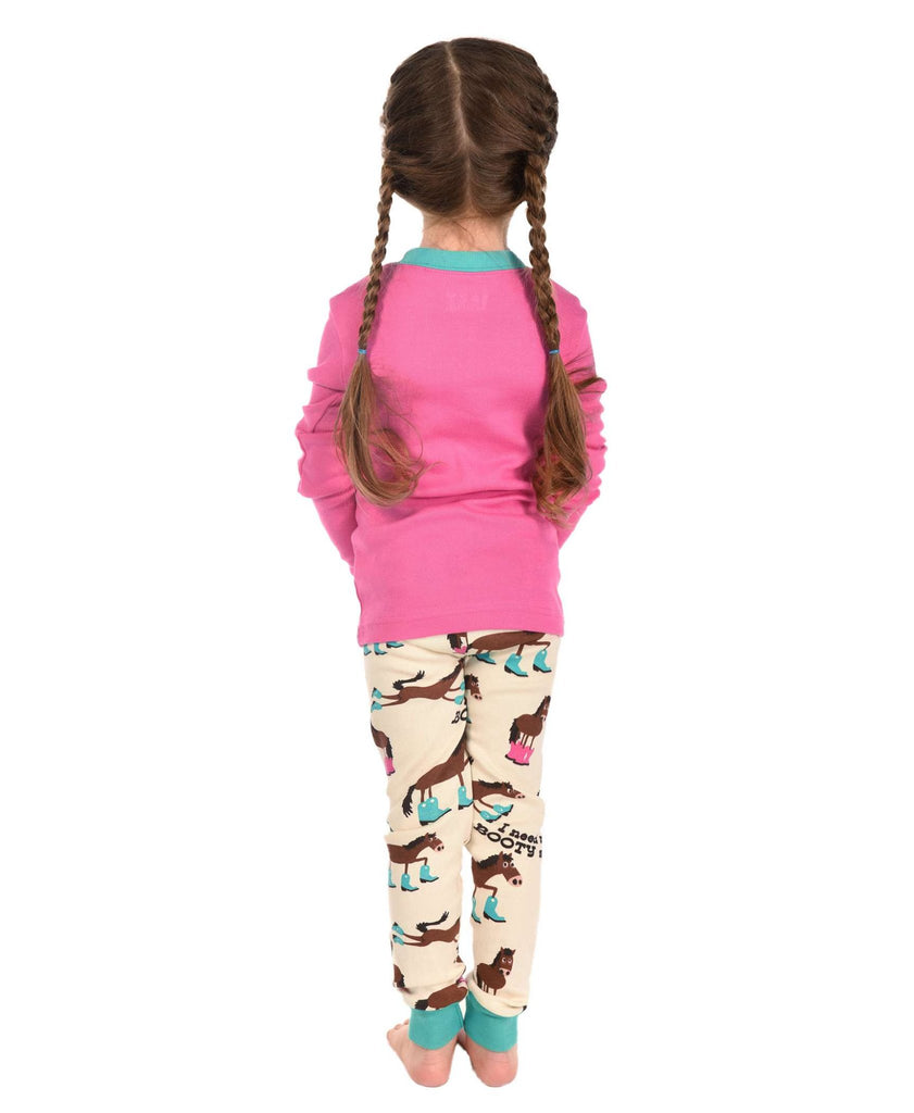 Booty Sleep Kid's Long Sleeve Horse PJ's