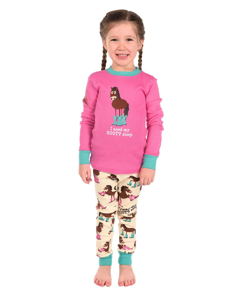 Booty Sleep Kid's Long Sleeve Horse PJ's