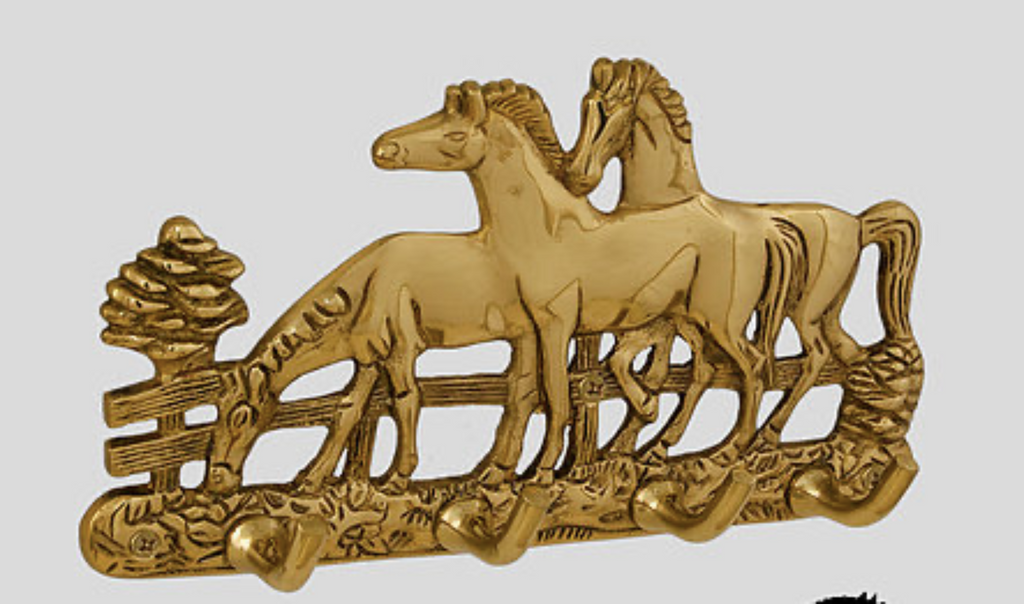 Brass Horse Family Key Rack