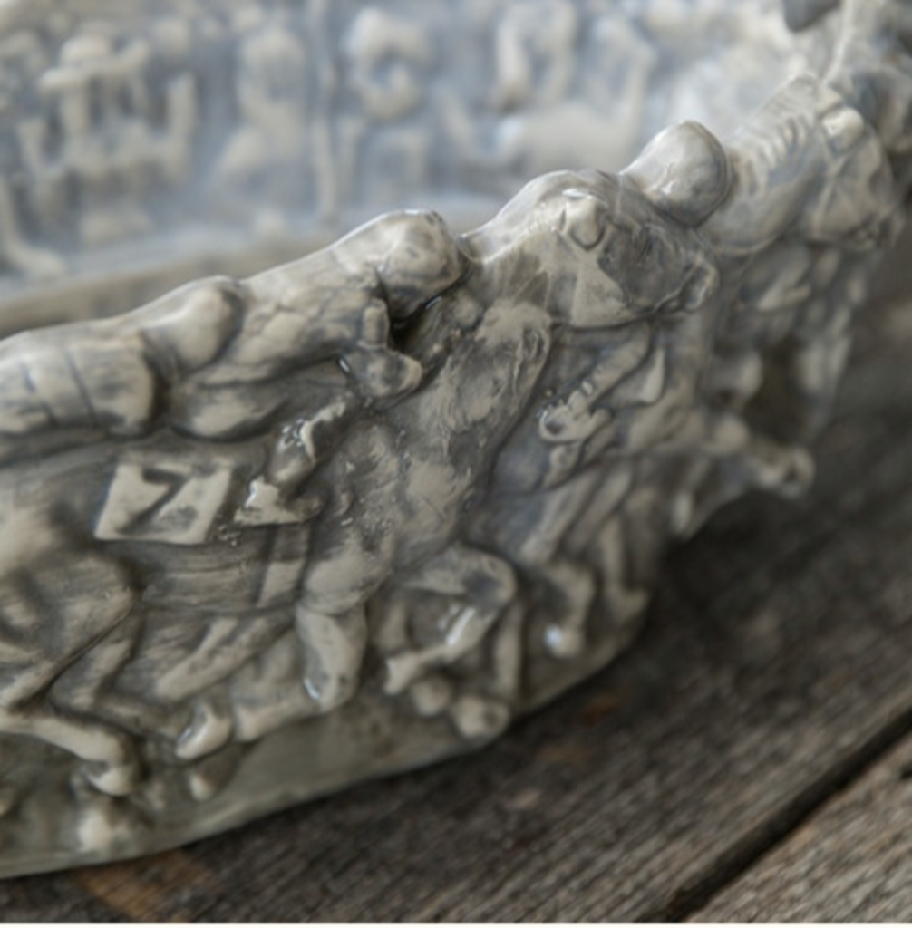 Embossed Running Horse Home Stretch Bowl in Grey