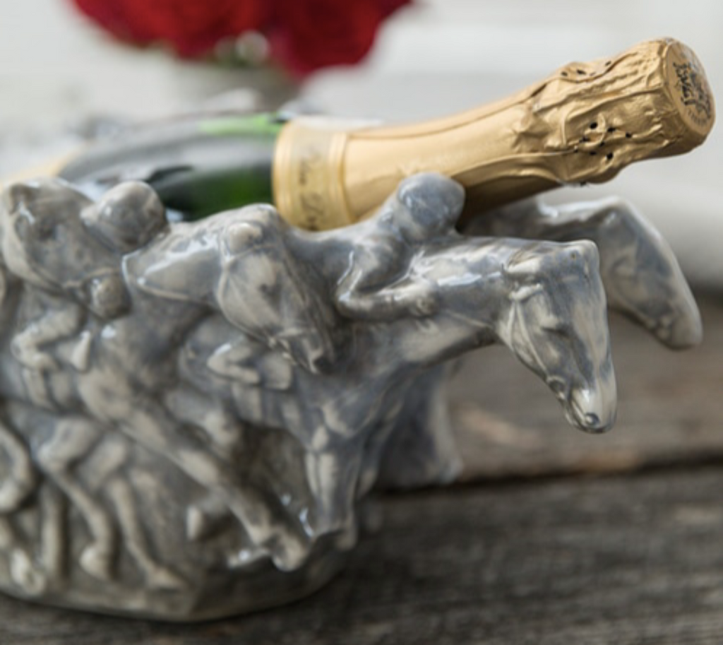 Embossed Running Horse Home Stretch Bowl in Grey