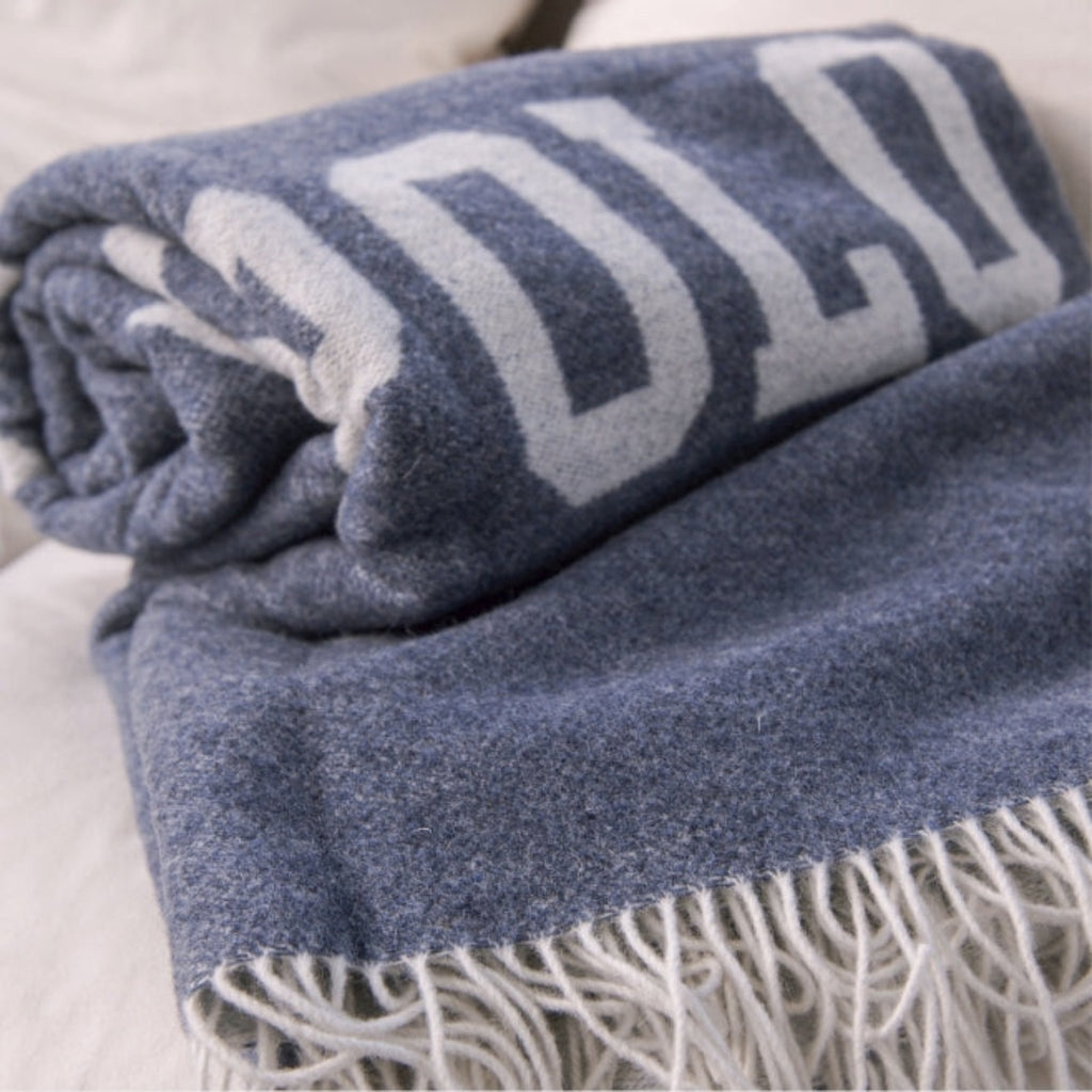 Equine Cashmere Throw - Navy