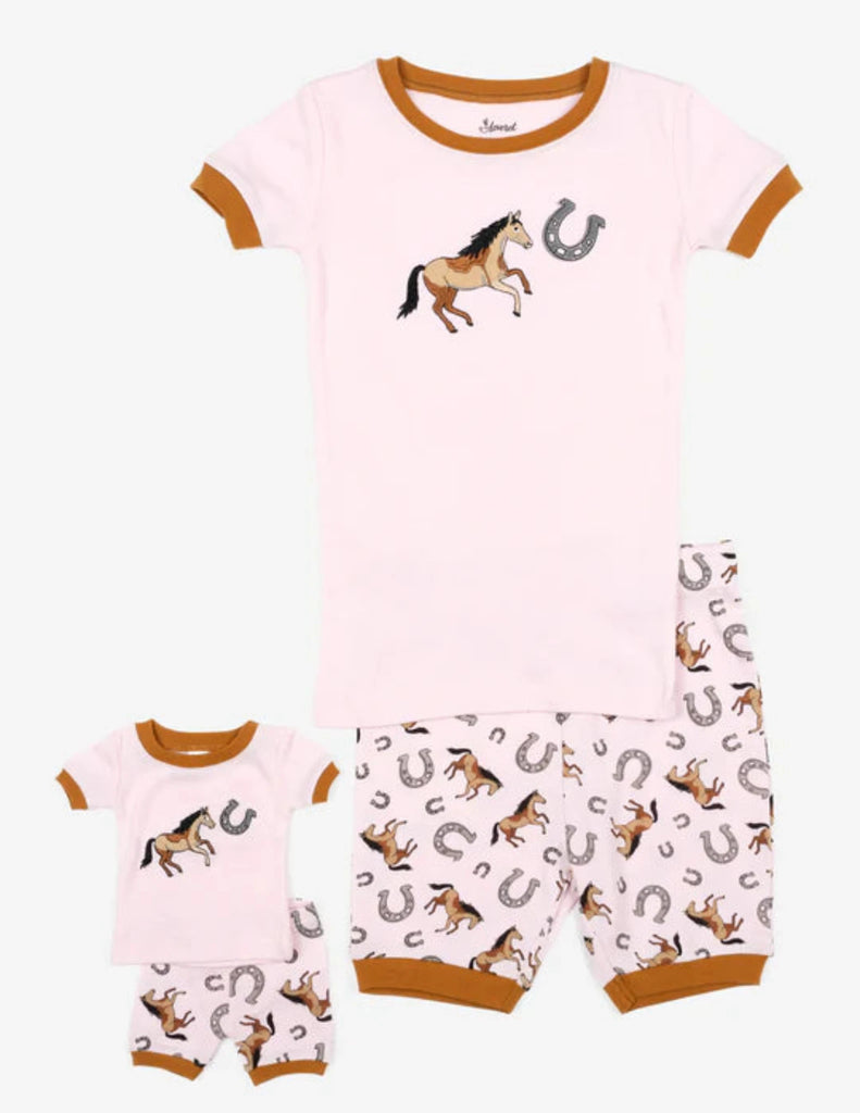 Girl & Doll Matching Pyjamas Pony & Shoes Short