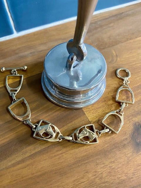 Horse Head  Stirrup Bracelet - Gold