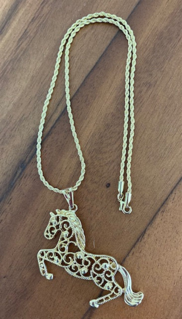 Gold Dancing Horse Necklace