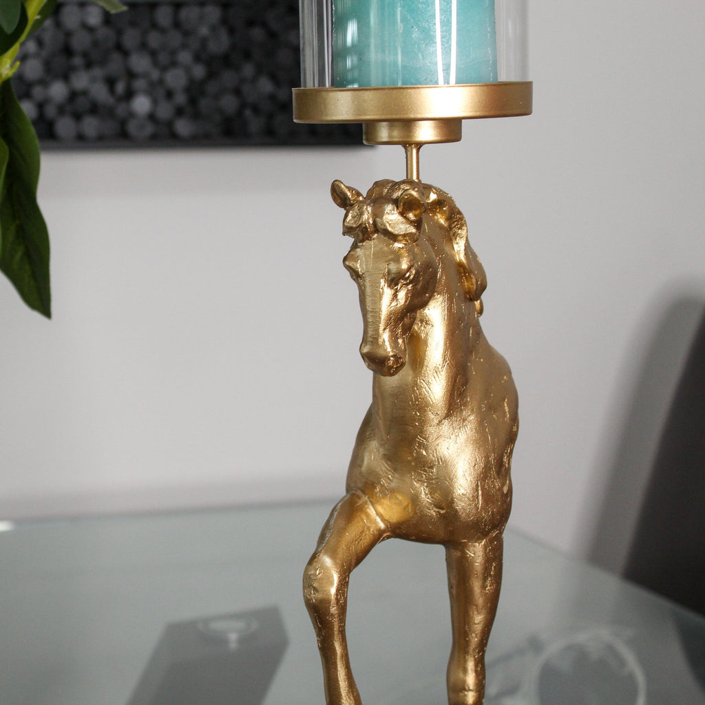 Gold Horse Candle Holder