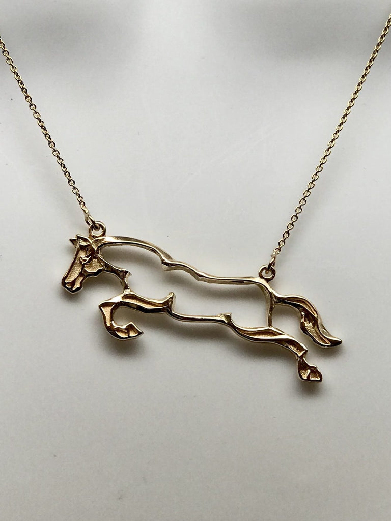 Gold Hunter Jumper Outline Necklace