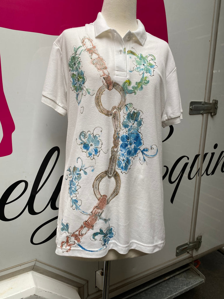 Hand Painted Polo Shirt Snaffle Bit Design