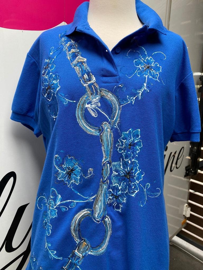 Hand Painted Polo Shirt Snaffle Bit Design