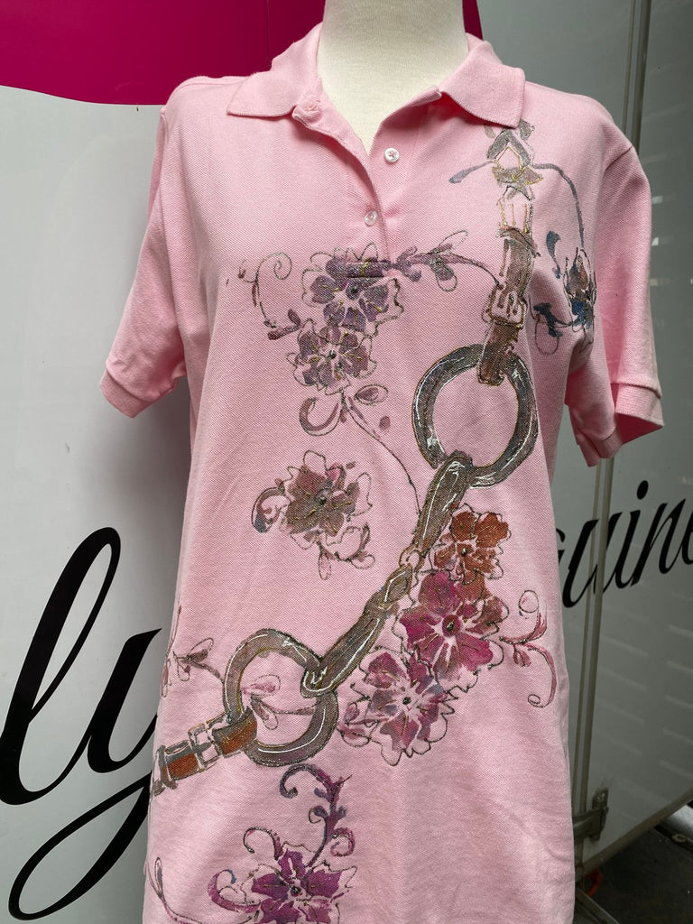 Hand Painted Polo Shirt Snaffle Bit Design