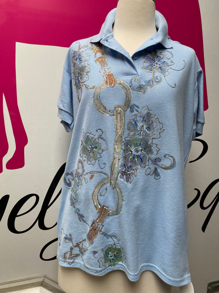 Hand Painted Polo Shirt Snaffle Bit Design