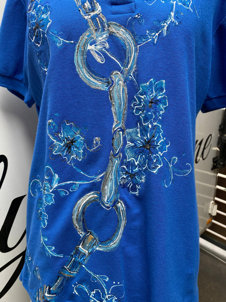 Hand Painted Polo Shirt Snaffle Bit Design