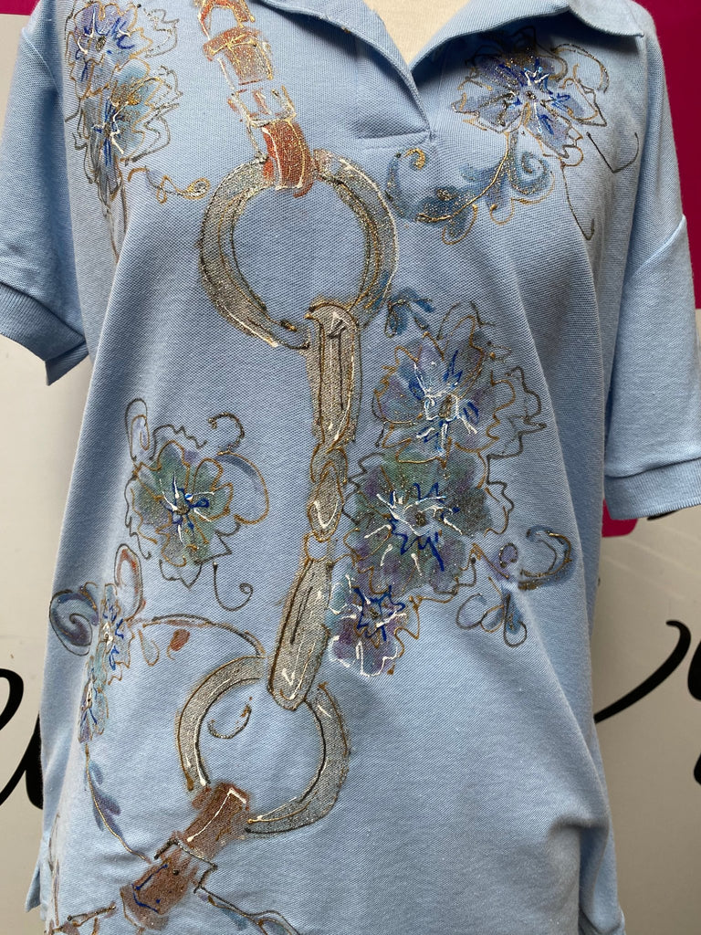 Hand Painted Polo Shirt Snaffle Bit Design