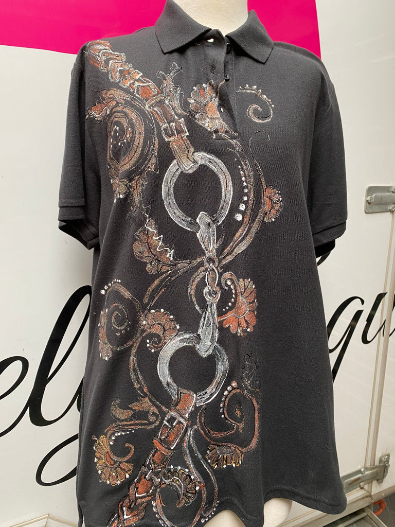Hand Painted Polo Shirt Snaffle Bit Design