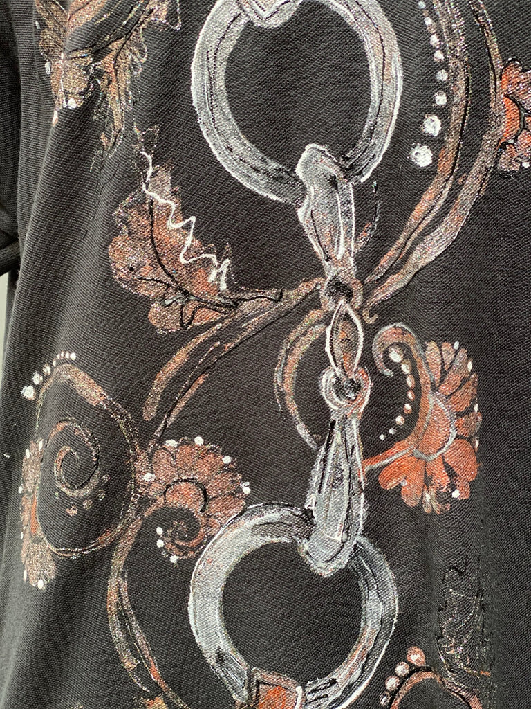 Hand Painted Polo Shirt Snaffle Bit Design