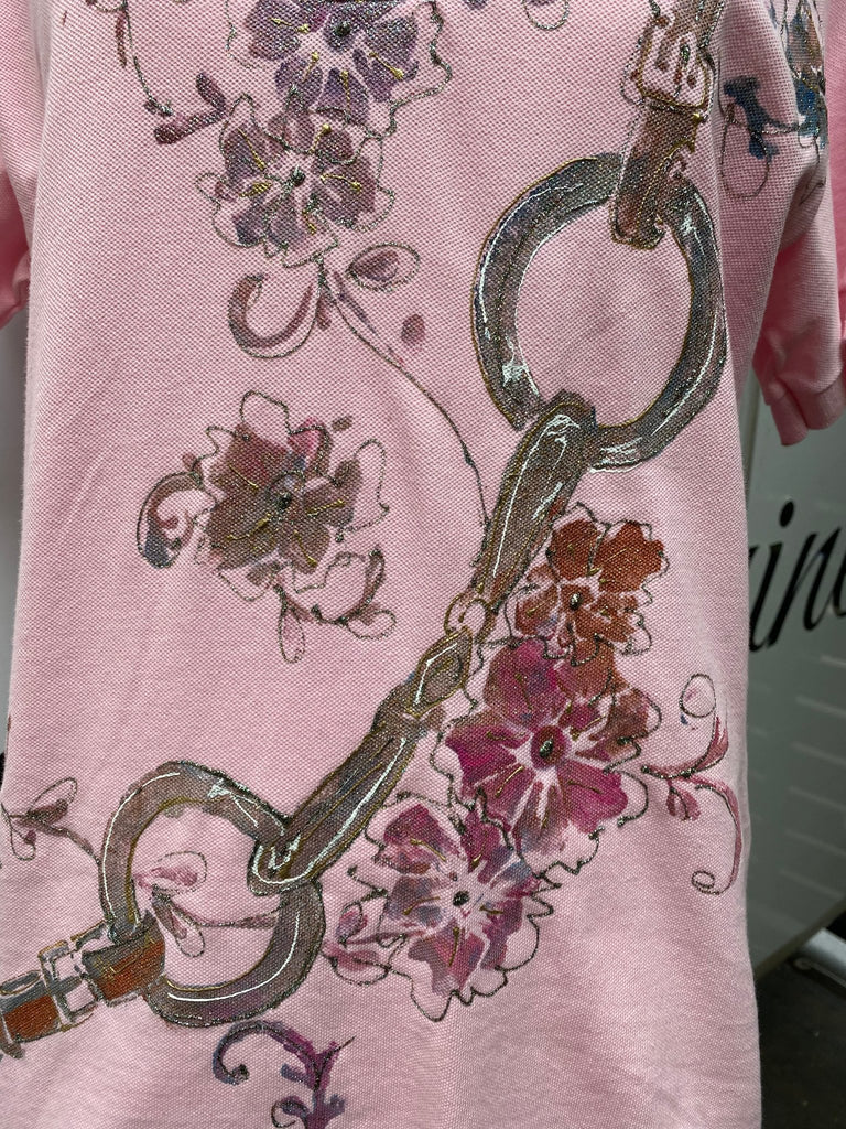 Hand Painted Polo Shirt Snaffle Bit Design