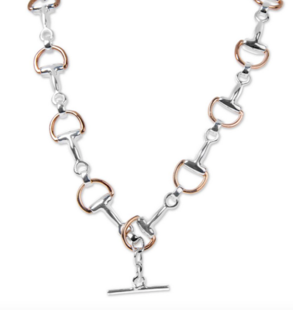 Heavy Silver & Rose Gold Snaffle Bit Necklace