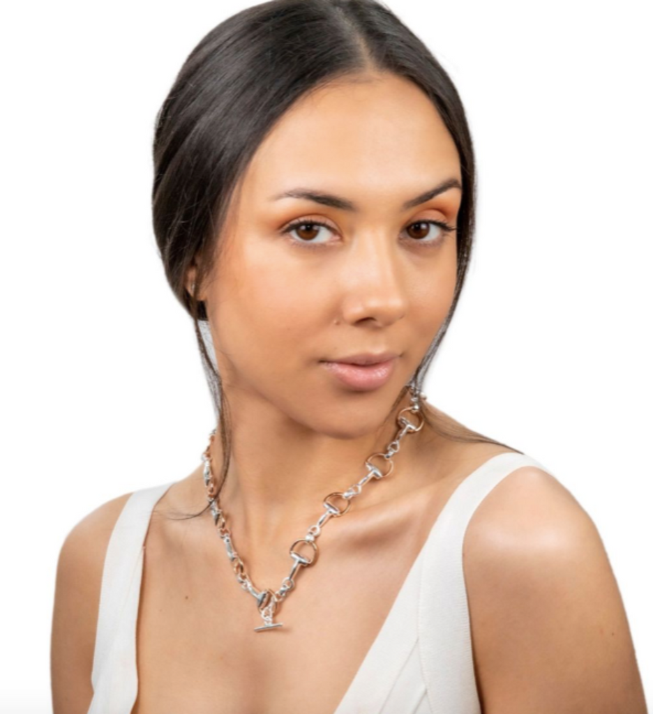 Heavy Silver & Rose Gold Snaffle Bit Necklace