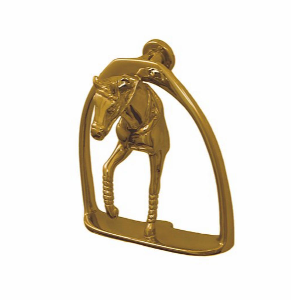 Horse In Stirrup Door Knocker - Brass