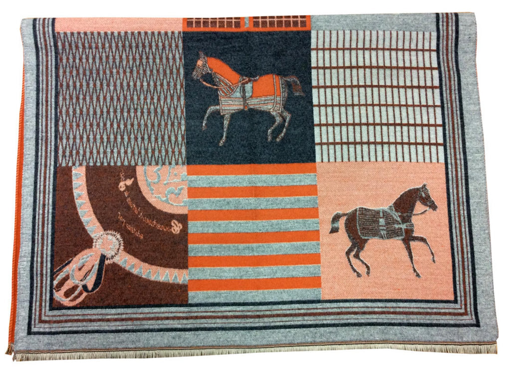 Horse Patch Scarf - Orange/Grey