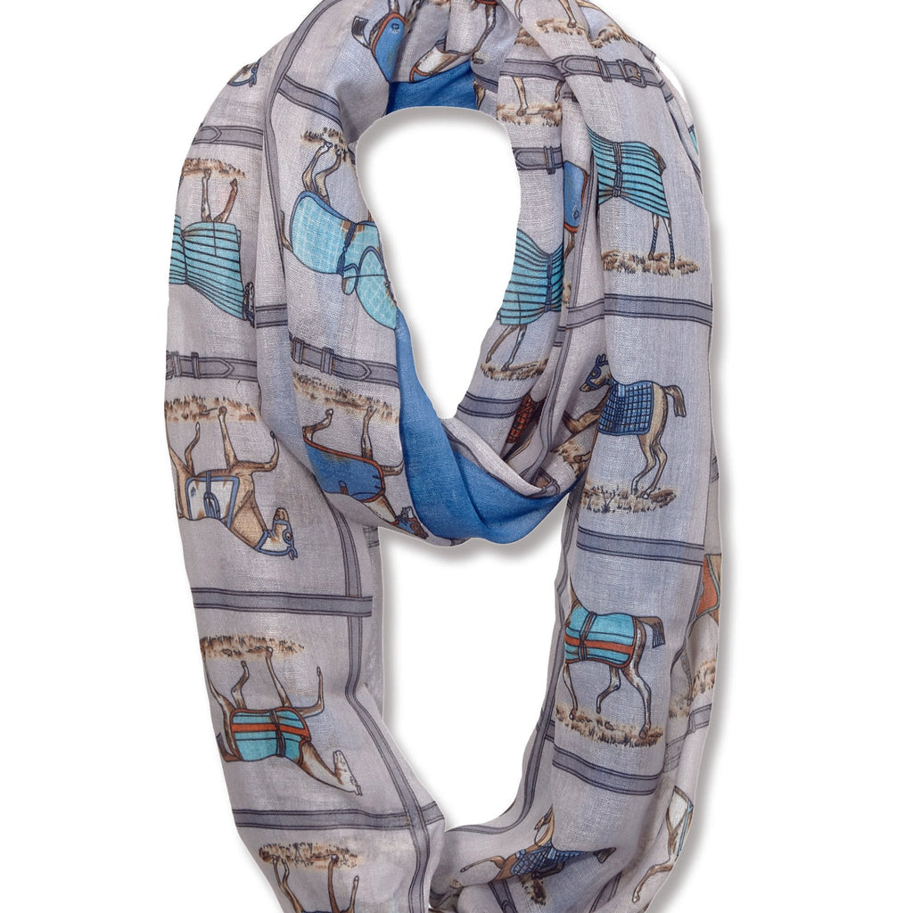 Horses In Blankets  Infinity Scarf - Grey