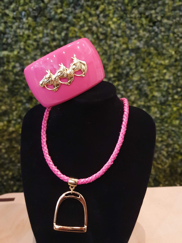 Stirrup Necklace - Pink