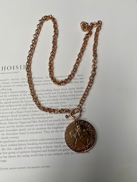 Queen Elizabeth Jubilee Coin Necklace - Rose Gold