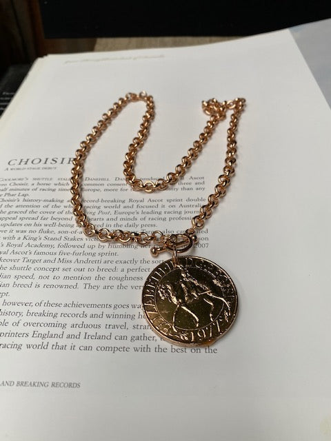 Queen Elizabeth Jubilee Coin Necklace - Rose Gold