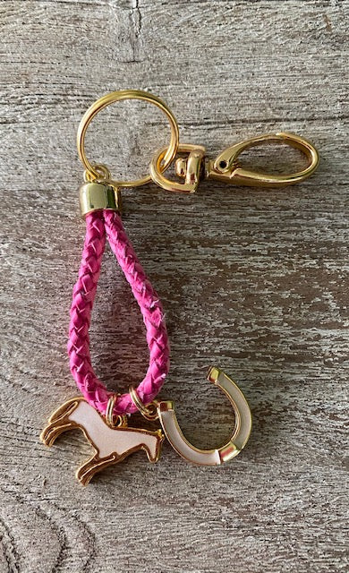 Pink with White Horse Key Ring