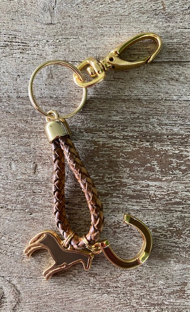 Horses and Shoes Taupe Key Ring