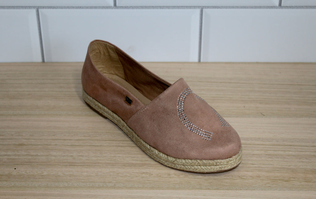 Equine Women's Loafer - Blush Suede Diamond Horse Shoes
