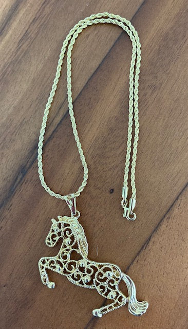 Gold Dancing Horse Necklace