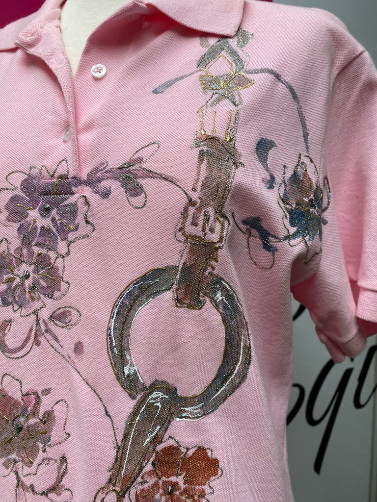 Hand Painted Polo Shirt Snaffle Bit Design