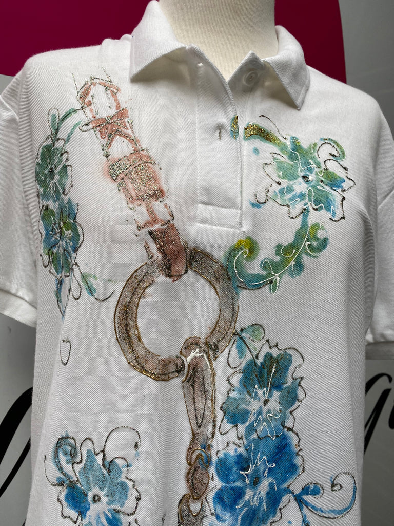 Hand Painted Polo Shirt Snaffle Bit Design