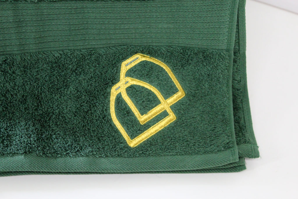 Green Royal Ascot Towels - Gold Stirrup Design