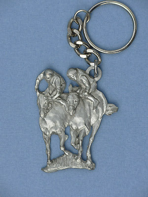 Two Racehorses Key Ring