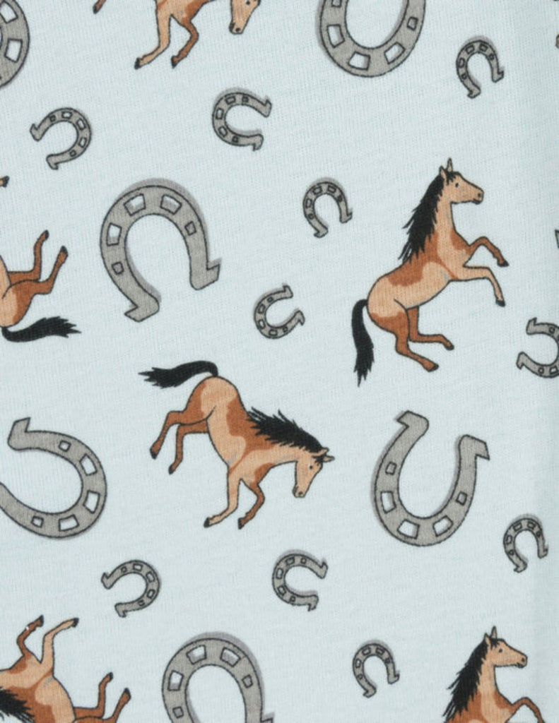 Kids Blue Cotton Horse Pyjamas Long