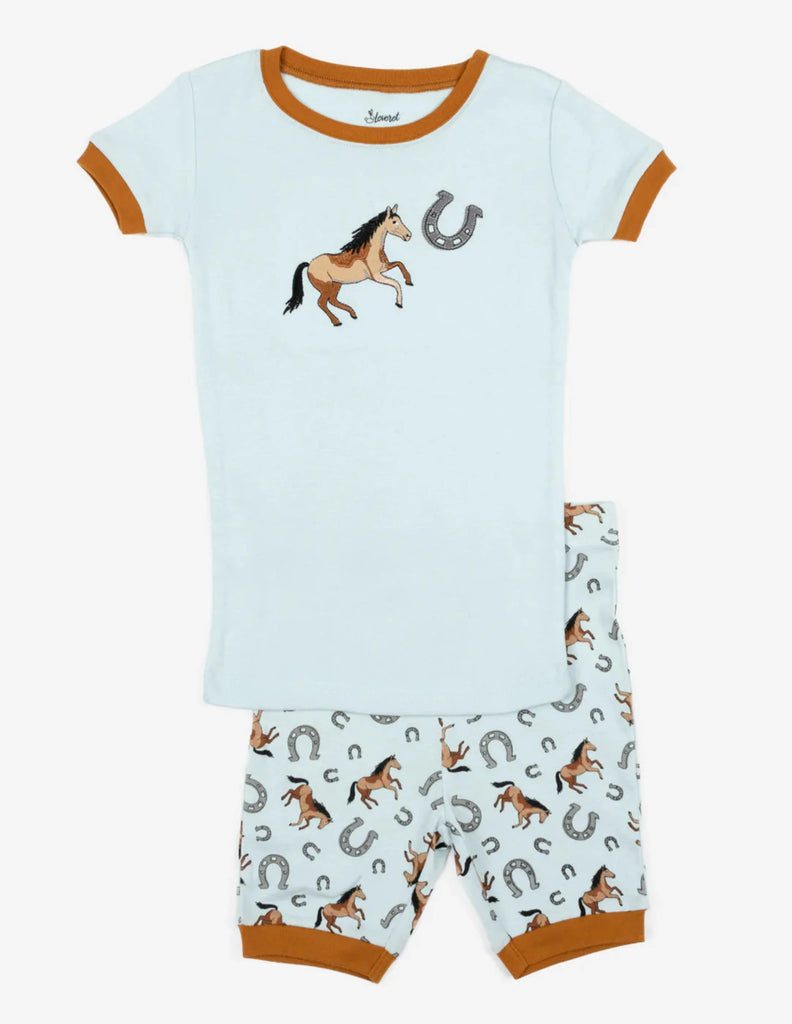 Kids Blue Cotton Horse Pyjamas Short