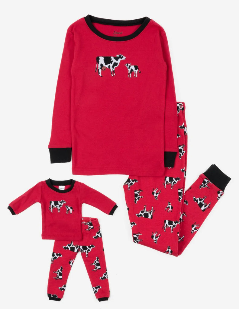 Kids & Doll Matching Cow Pyjamas