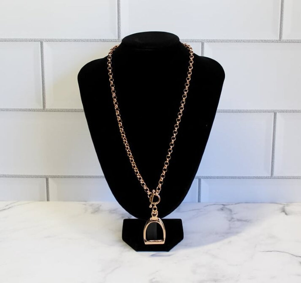 Large Rose Gold Stirrup Necklace