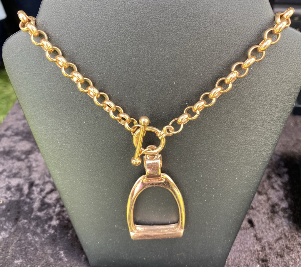 Large Rose Gold Stirrup Necklace